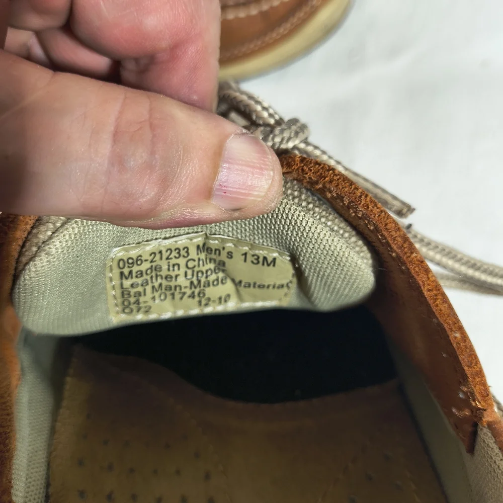 Men's Size 13 M  Brown Leather And Canvas Boat Shoes by Bass & CO